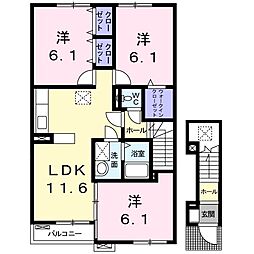 レクサスＡ 2階3LDKの間取り