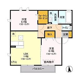 埼玉高速鉄道 戸塚安行駅 徒歩19分の賃貸アパート 1階2LDKの間取り