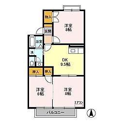 ファミールタヤマ　Ａ 2階3DKの間取り