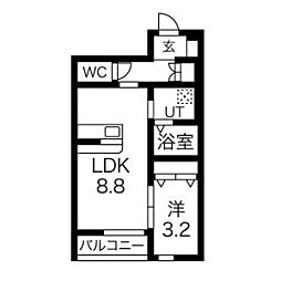 メゾン・ド・ハシヌマA 1LDKの間取図画像