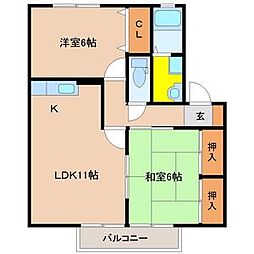 サニー神宮の森 2LDKの間取図画像