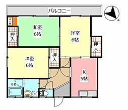 古賀ハイツ 2階3Kの間取り