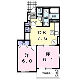 ベイサイド・コッティ2 2DKの間取図画像