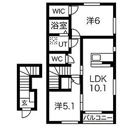 グランドソレイユ福沢 2LDKの間取図画像