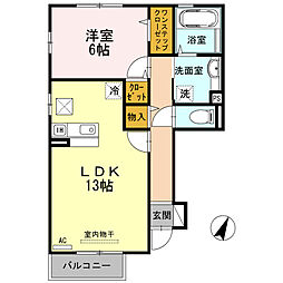 JR東海道・山陽本線 石山駅 徒歩34分の賃貸アパート 1階1LDKの間取り