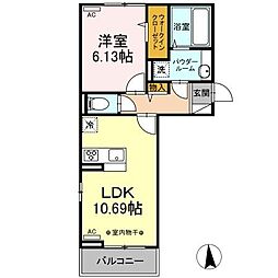 JR両毛線 前橋駅 徒歩15分の賃貸アパート 2階1LDKの間取り