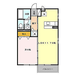 レーベンセイナン 1LDKの間取図画像