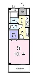 サンライズ宮川 1Kの間取図画像