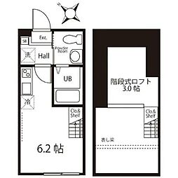 ハートミットクラブハウス ワンルームの間取図画像