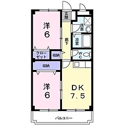 ニューシャトー 2DKの間取図画像