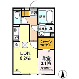 コンフィデンスK.S近見 1LDKの間取図画像