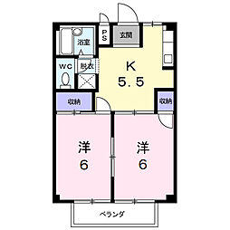 アーバンハイツC 2Kの間取図画像