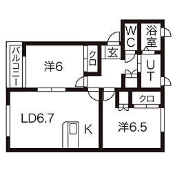 アジェンテA 2LDKの間取図画像