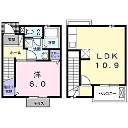 テラス・パーテルF 1LDKの間取図画像
