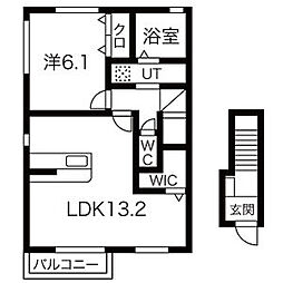 グリーンヒルズ大堤A 1LDKの間取図画像