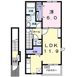 ベジィフィールド 1LDKの間取図画像