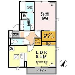 グリッターヴィヴィD 1LDKの間取図画像