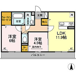 ヴィレッタA 2LDKの間取図画像