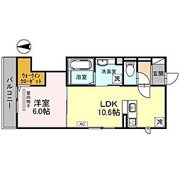 サンフィールド久宝寺 1LDKの間取図画像