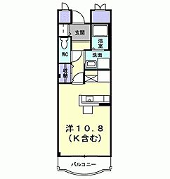 ル・ソレイユ桂川 1階ワンルームの間取り