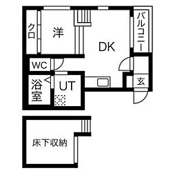 フランド本陣 102 1階1LDKの間取り