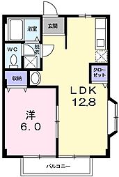 マウンテンハイツ 2階1LDKの間取り