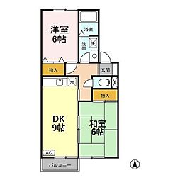 JR東北本線 蓮田駅 徒歩26分の賃貸アパート 1階2DKの間取り