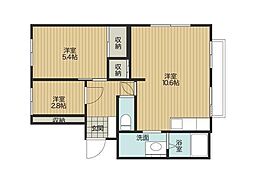 ライフヴィラアカホリ 2LDKの間取図画像