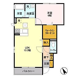 JR常磐線 水戸駅 バス19分 吉沢車庫下車 徒歩4分の賃貸アパート 1階1LDKの間取り