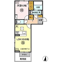 フィオーレ北子安 1階1LDKの間取り