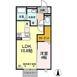 メゾン　ラ・ヴェリテ　Ｂ 1階1LDKの間取り