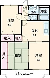 エスポワールＫ 3階3DKの間取り