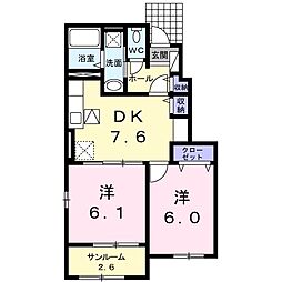 デスパシオM.K 2DKの間取図画像