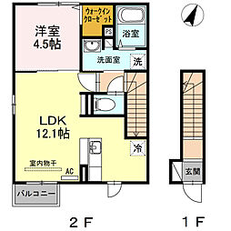 プラモニー 2階1LDKの間取り