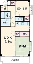 ポサーダけやき 4階2LDKの間取り