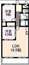 K.Nグランドハイツ 2LDKの間取図画像