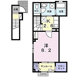 ポプラ1 1Kの間取図画像