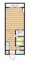 ウィンズフィールドＤ 2階ワンルームの間取り