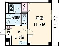 ルームズ学園北町 1Kの間取図画像