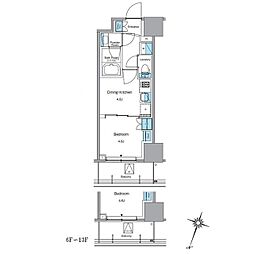 ルフォンプログレ渋谷ヒルトップ 12階1DKの間取り