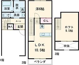 DK鶴崎 A 1階1LDKの間取り