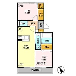 メゾン・ド・ファミーユ 3階2LDKの間取り