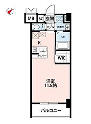 ウィングスNEXT西小倉 3階ワンルームの間取り