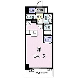 エリタージュK2 ワンルームの間取図画像