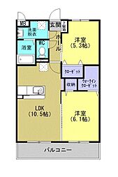 ステージア喜入V 2階2LDKの間取り