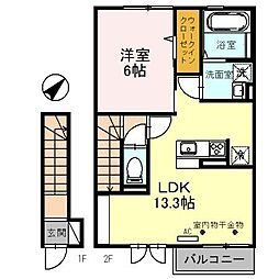 D-roomグランデ 2階1LDKの間取り
