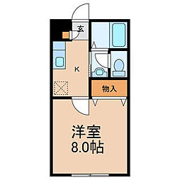 プレステージ一番館 1階1Kの間取り