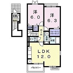 プリムローズA 2LDKの間取図画像