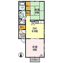 新松島コーポ 2階2DKの間取り