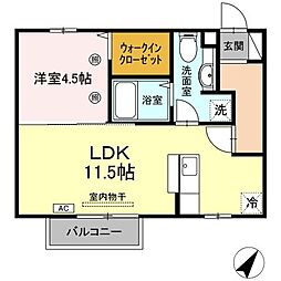 メルメゾン 2階1LDKの間取り